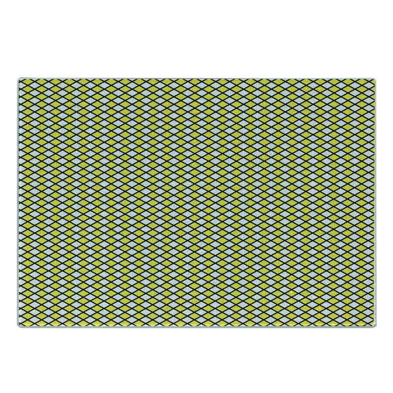 Planche à découper en verre trempé jaune et blanc Ambesonne