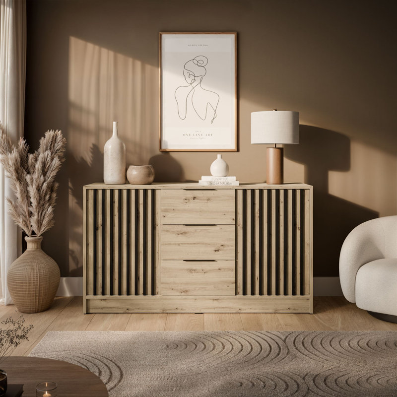 155cm Sideboard, Artisan Oak/Black