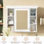 Rangement mural de luxe pour salle de bain de 35,51 po x 7,21 po et 28,13 po blanc, polyvalent de haute qualité, tablettes réglables, charnières à fermeture douce, tablette à hauteur, poignée en métal argenté, armoire à miroir moderne,