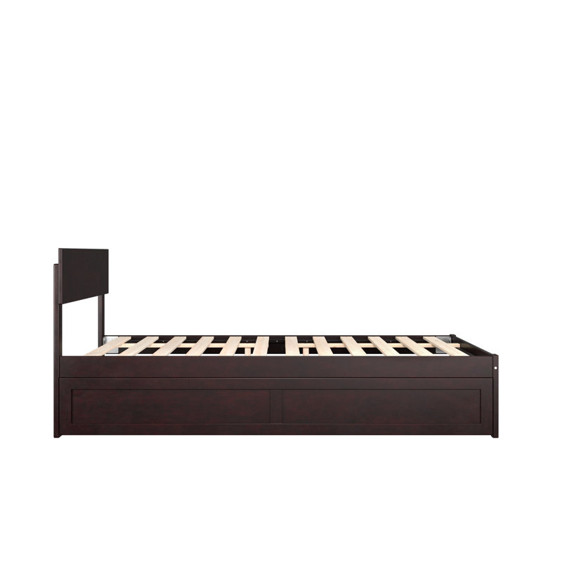 Lit plateforme avec lit gigogne en bois massif Farrah de Three Posts ™, Double, Blanc