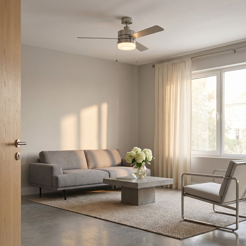 52'' Ceiling Fan with LED Lights, Brushed Steel