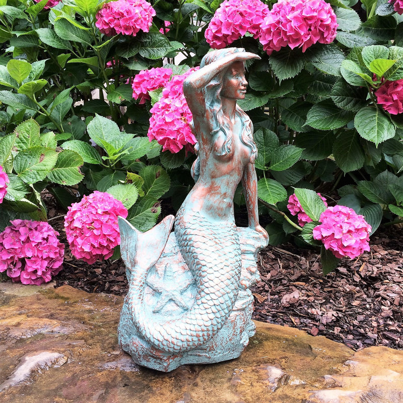 Statue côtière de sirène classique Life's a Beach, H 30 po x l 16 po x p 13 po, Bronze patiné