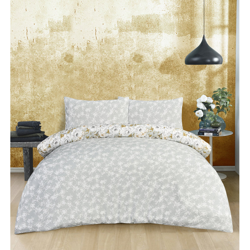 Microfiber Floral Duvet Cover Set with Pillowcases Included, Kingsize