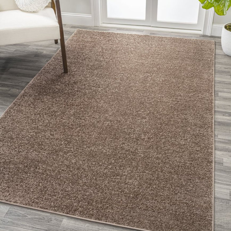 Antto Solid Low-Pile Brown Rug, Rectangle 8' x 10'
