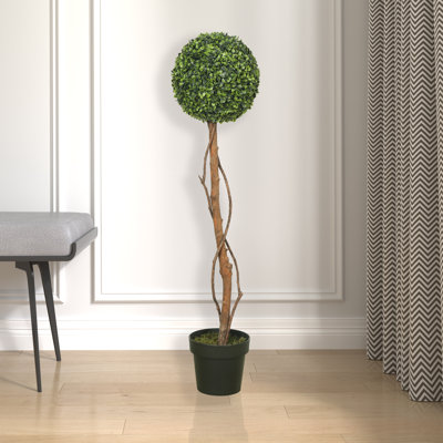 Artificial Green Boxwood Topiaryin Black Pot