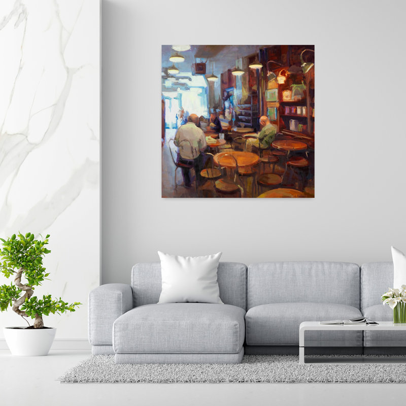 Café, art abstrait contemporain, H 48 po x l 48 po