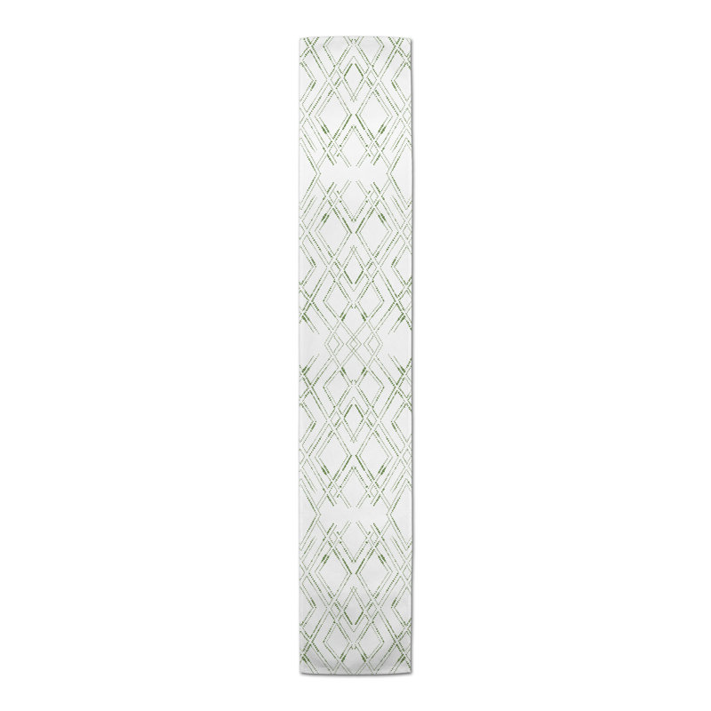 Chemin de table Bambie, 90 po x 16 po, Blanc/vert