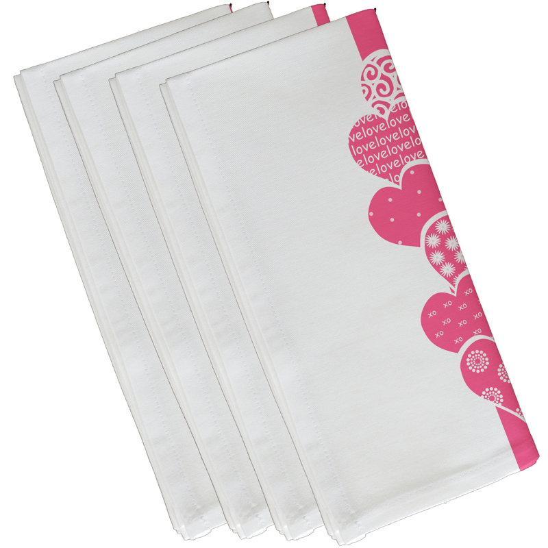 Ensemble de serviettes 4 pièces Saint-Valentin, L 18 po x L 18 po, Rose