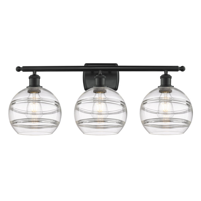 Éclairage pour meuble-lavabo 3 lumières Natick, Transparent, Noir mat