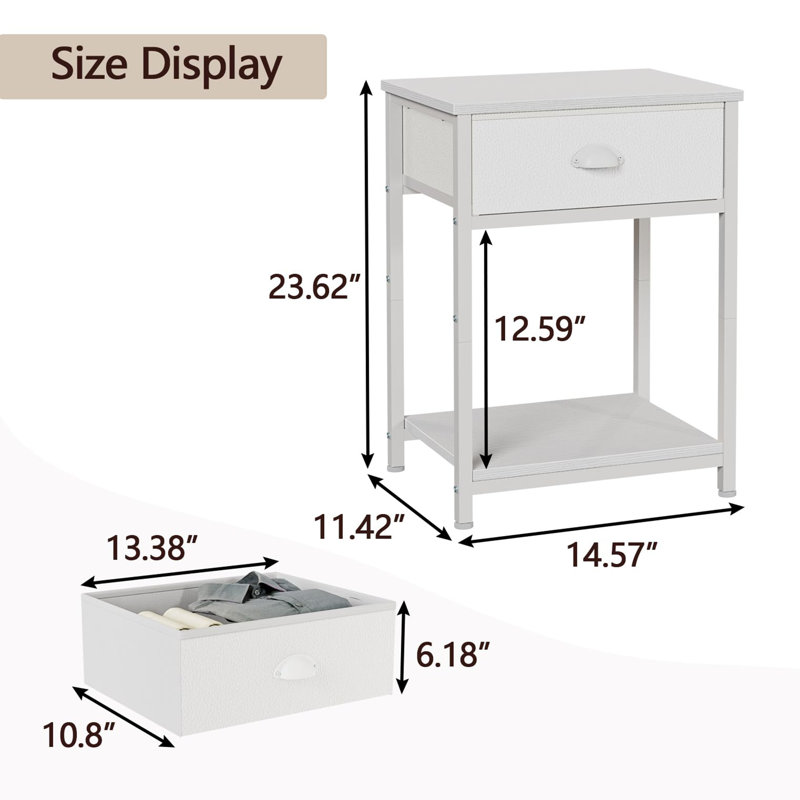 Table de chevet Berend, Blanc