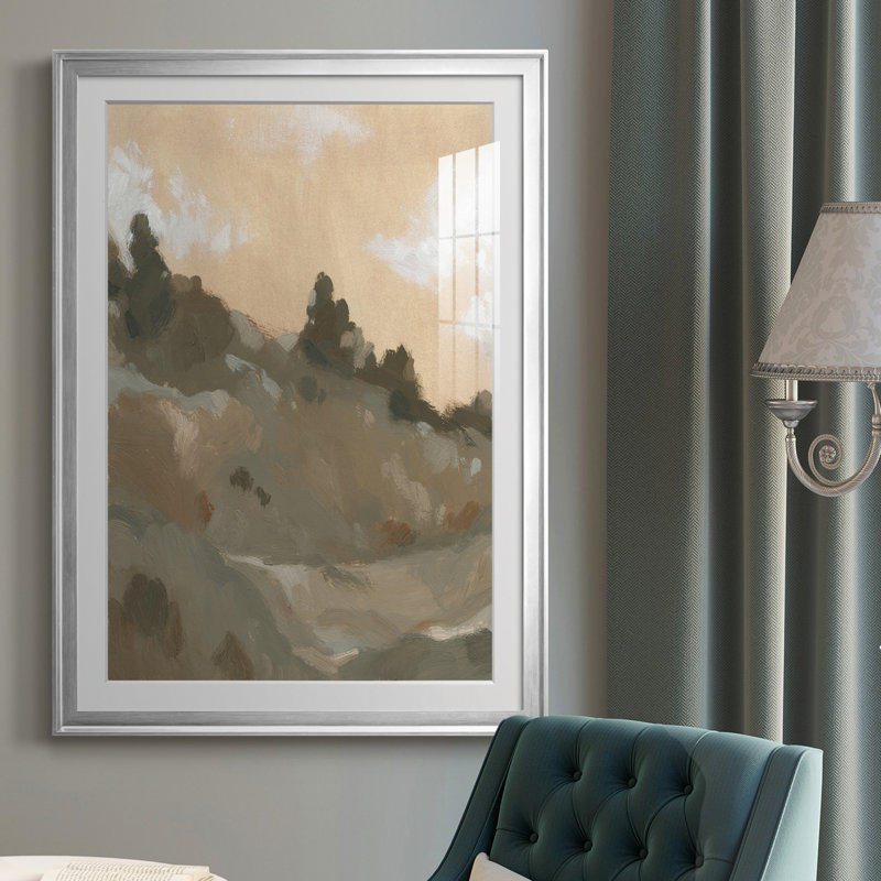 Hillside Walking Path II, reproduction encadrée de qualité supérieure - prête à être accrochée, Argent