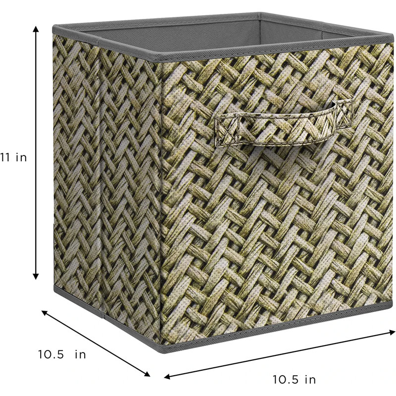 Sorbus Storage Cubes With Handles - Collapsible Fabric Organizer Bins - Cubby Basket With Woven Design For Shelves (4 Pack - Beige)