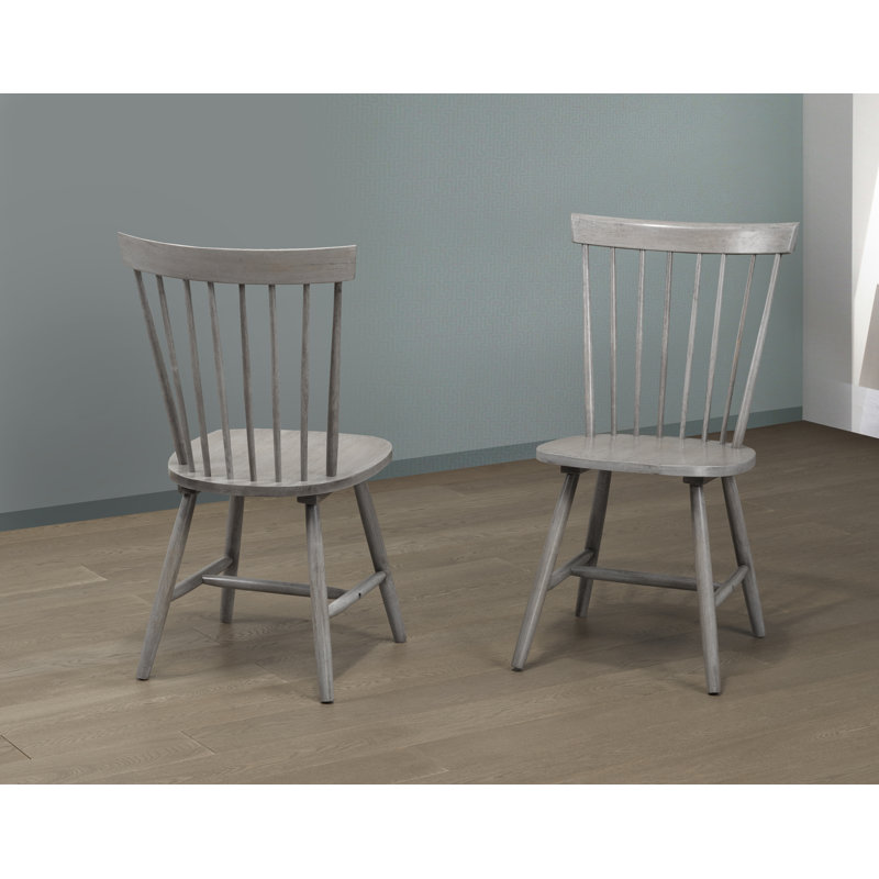 Chaises de salle à manger Windsor en bois massif (ensemble de 2), chaises de salle à manger traditionnelles avec siège arrondi, chaises de cuisine, gris