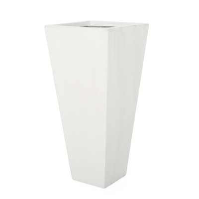 Cast Stone Outdoor Planter 13" X 28.5", Tapered, Beautifies Patio Area Enhances Backyard Beauty