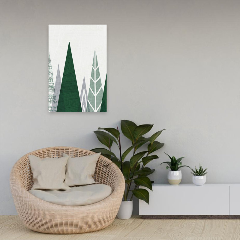 Forêt scandinave et minimaliste géométrique II, H 24 po x l 16 po