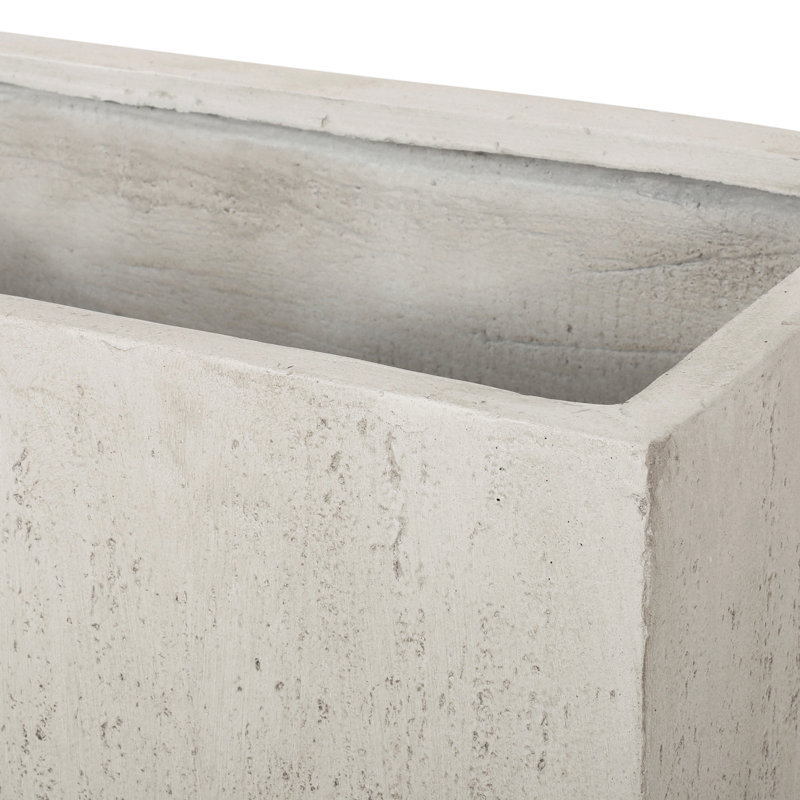 White Magnesium Oxide Planter - 31.89"W X 16.14"D 16"H Lightweight Concrete Outdoor 31.89" W 16.14" D 16" H