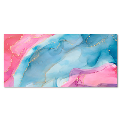 «Blue and Pink Luxury Abstract Fluid Art I», reproduction d'art sur toile moderne