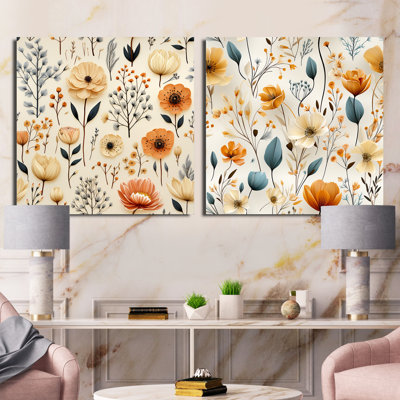 Swanley - Ensemble de 2 collages carrés botaniques abstraits