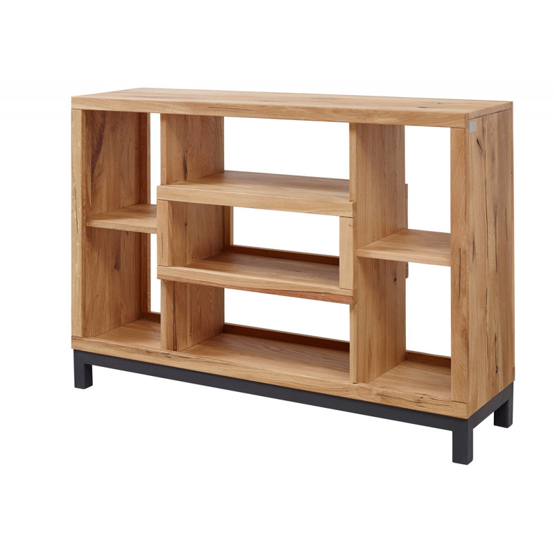 Villanders 90cm H x 120cm W Solid Wood Geometric Bookcase, Natural