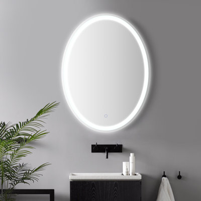 Dane 28 in. W x 36 in. H Large Oval Frameless Dimmable Anti-Fog Front and Backlit Tri-Color LED Wall Bathroom Vanity Mirror