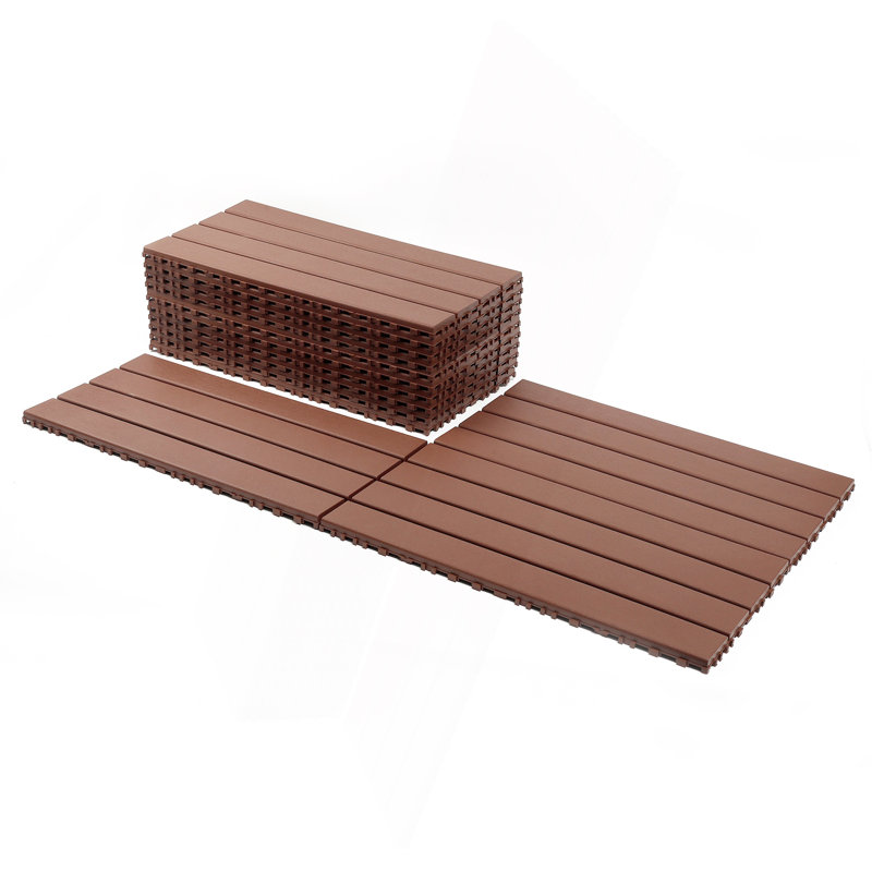 24 pieces of outdoor terrace deck tiles, DIY interlocking decking floor tiles, easy to install patio tiles, suitable for indoor and outdoor balcony backyard poolside ,Brown