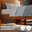  Base de lit flottante pleine grandeur avec tête de lit et station de charge, base de lit plateforme en bois avec lumières DEL, sans bruit, aucun sommier nécessaire - facile à assembler - noyer-334268690-334268694