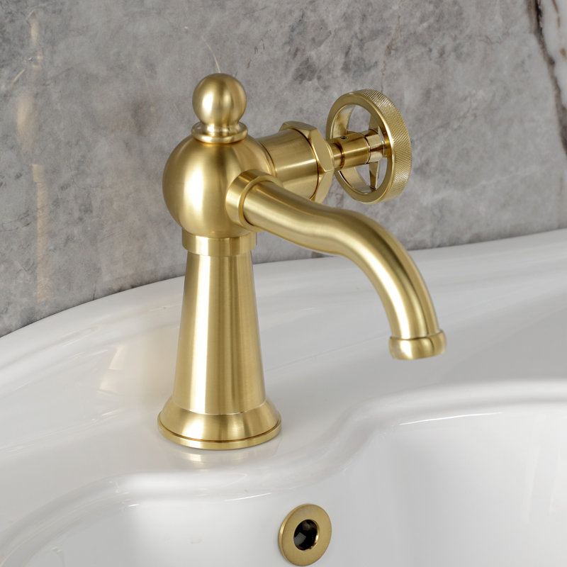 Robinet de salle de bain à poignée simple 1 trou Kingston Brass, Laiton brossé