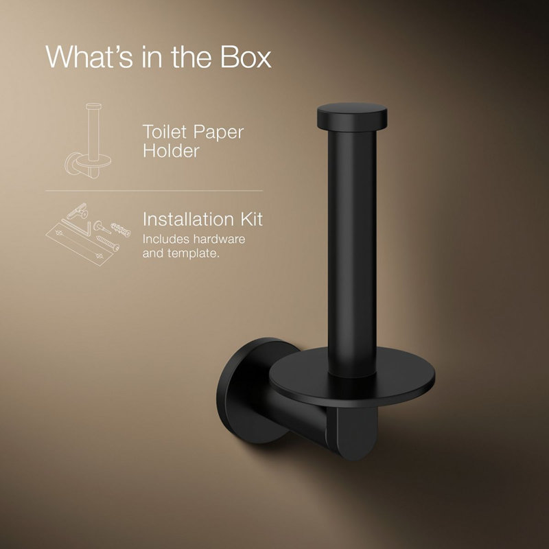 Vertical Wall Mount Toilet Paper Holder, Matte Black