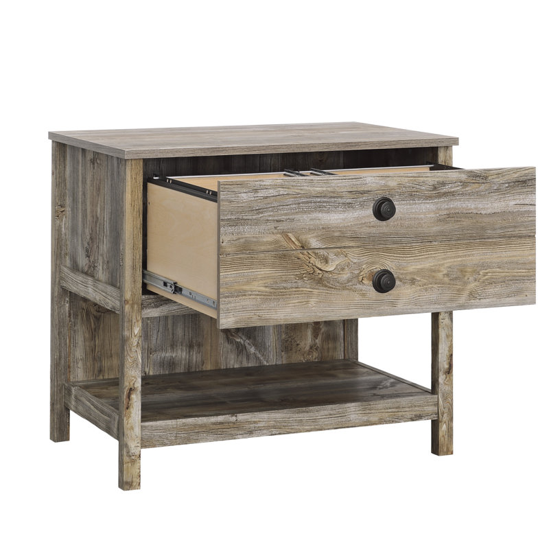 Classeur latéral de bureau brun à finition côtière, bois d'ingénierie, tiroir à pleine extension pour différentes sortes de dossiers, dossiers de rangement polyvalents, livres, décor, système, base, conception compacte, installation facile multiple