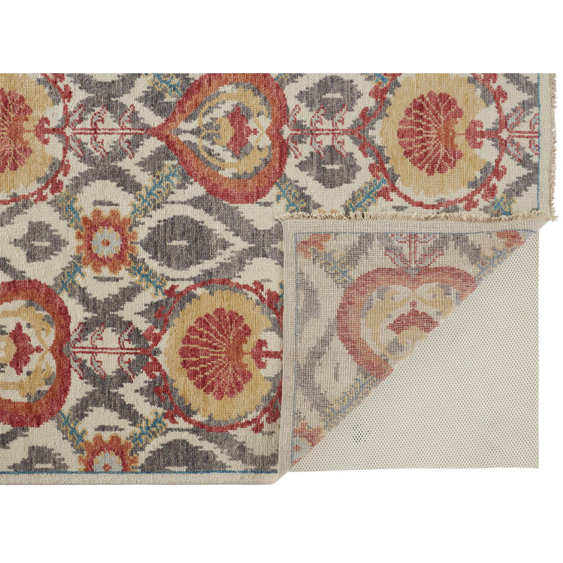 Beall Wool Oriental Area Rug in Orange, Rectangle 7'9" x 9'9"