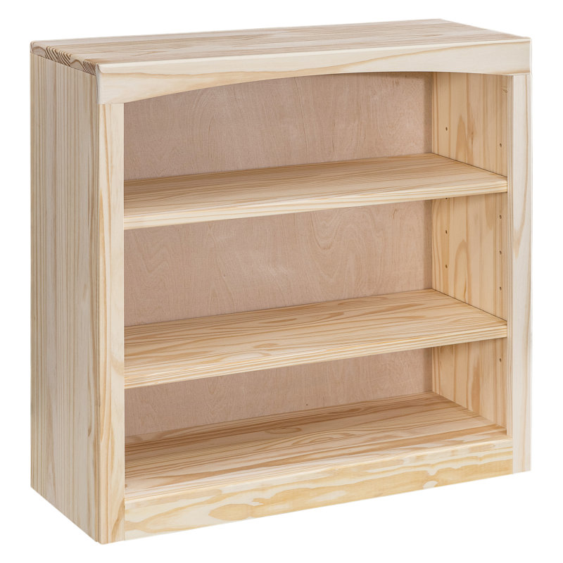 Ossy American Built Solid Wood Bookcase, Unfinished, (3 Shelves) 30"H x 30"W x 12"D