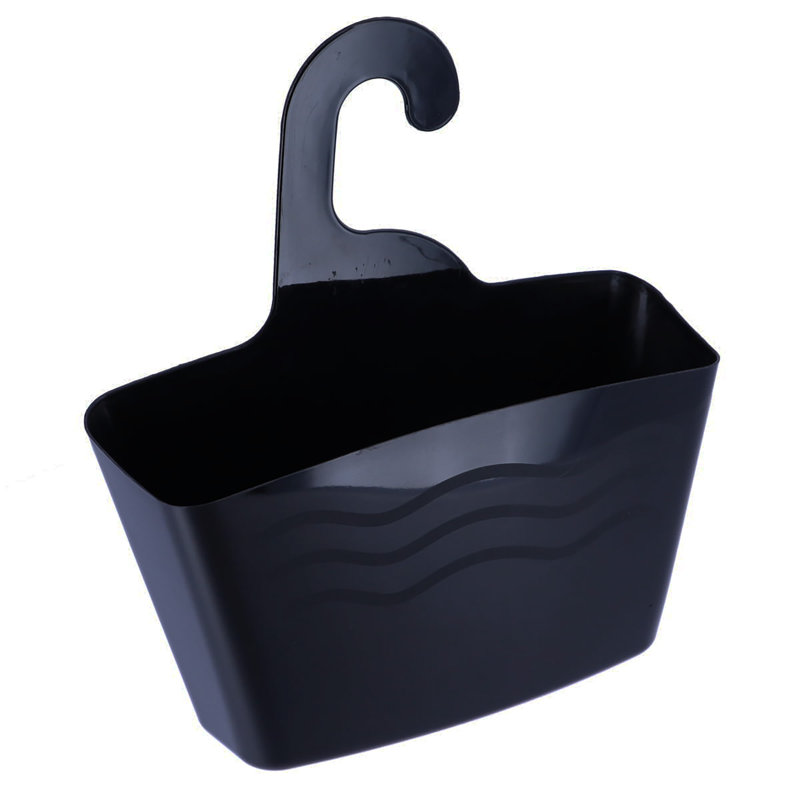 Black Plastic Hanging Shower Caddy with Hook