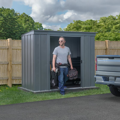 Classic Steel Storage Shed, 6X4, Charcoal