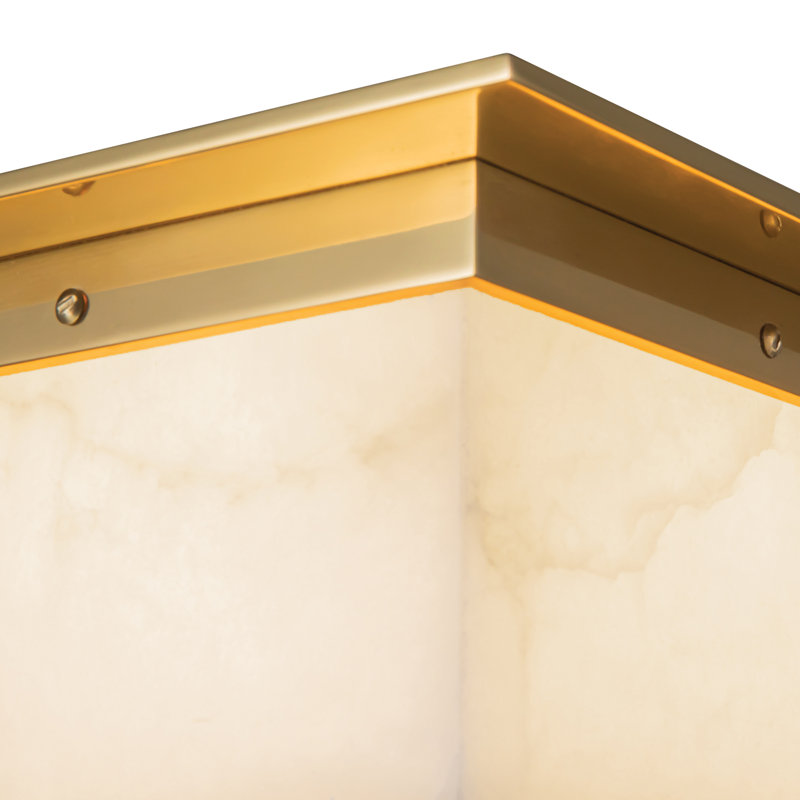 Mineral 11-in Brass Flush Mount, Brass, Alabaster