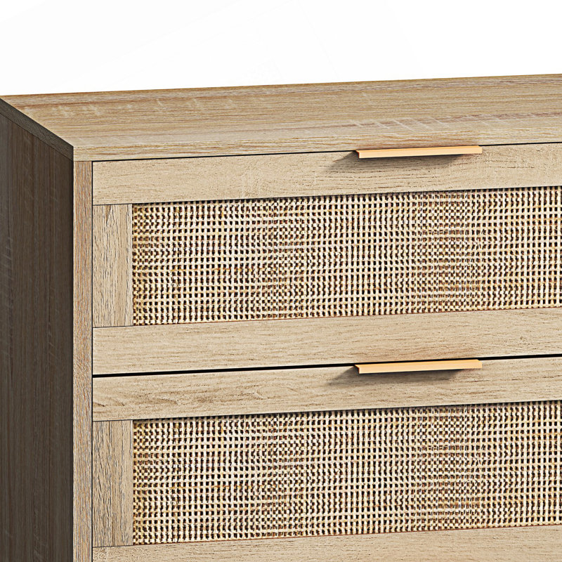 Armoire de rangement à 6 tiroirs avec tiroir en rotin et armoire d'entrée