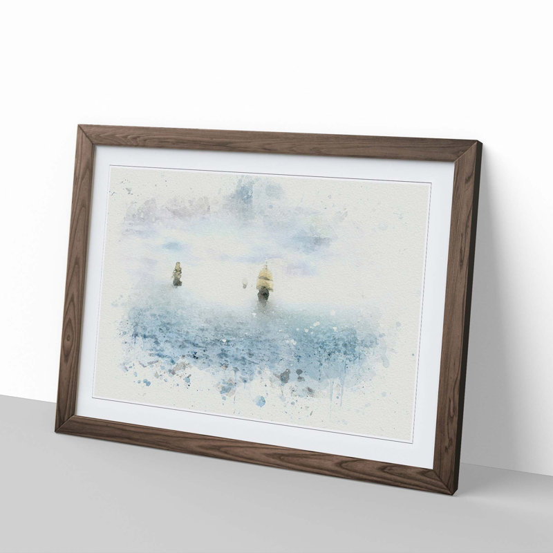 Pirate Ships on the Horizon - Picture Frame Painting Print, Walnut, 50cm H x 76cm W x 2cm D