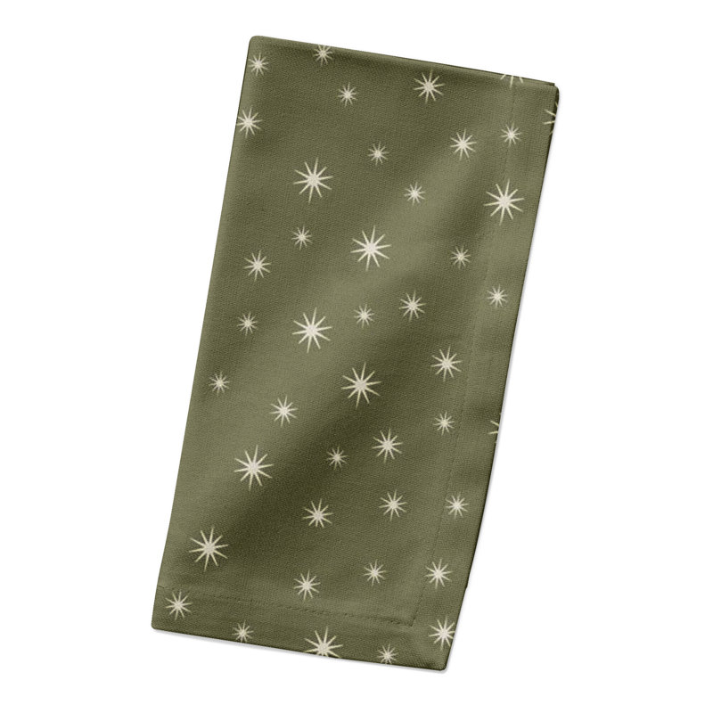 Cabane Cotton Twill Geometric Square Napkin, Green