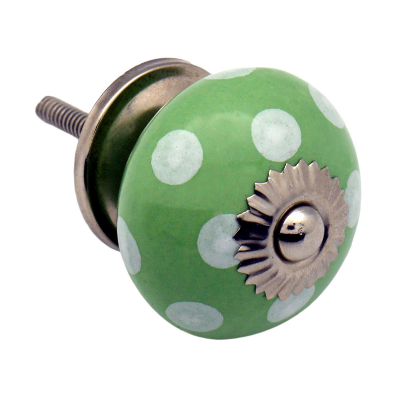 Nicola Spring - Round Ceramic Cabinet Knobs, Green/White