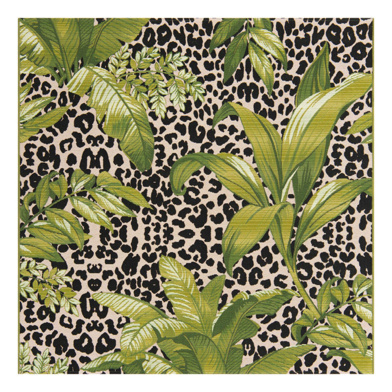 Tapis intérieur / extérieur vert Asuna Asromeda, Carré 10 pi