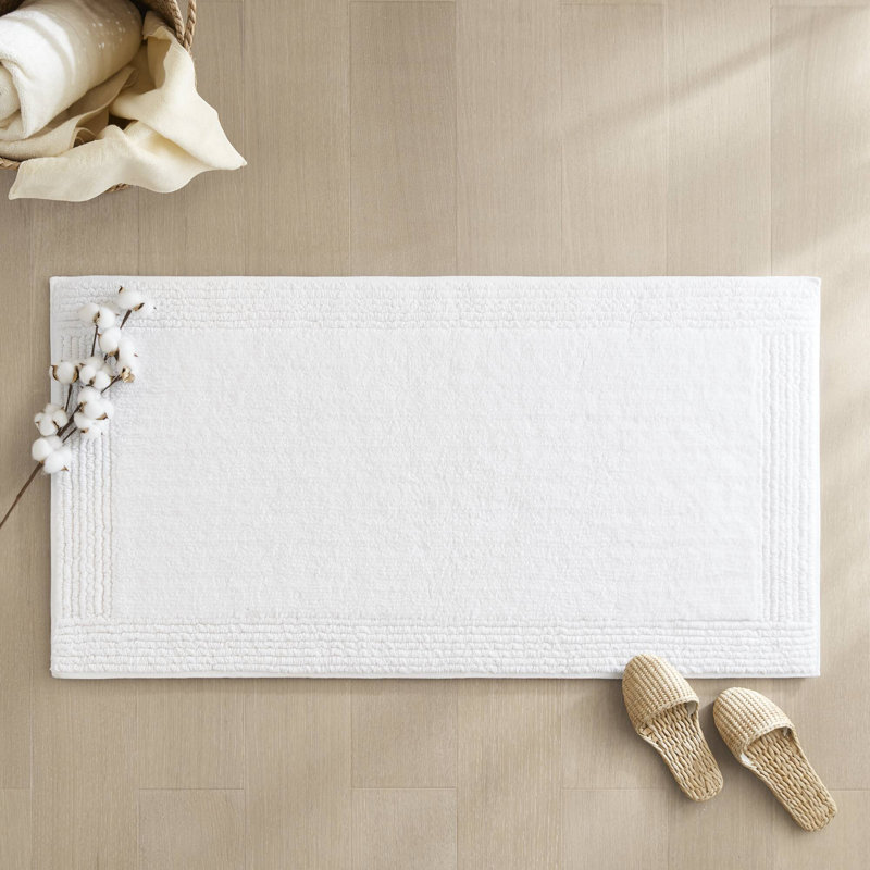 Tapis pour salle de bain réversible 100% coton touffeté 20X30 "3000 GSM Blanc, Simple - L 30 po x l 20 po