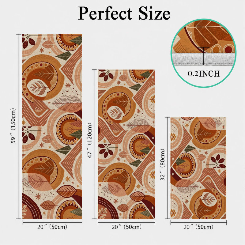 Tapis de cuisine lavables antidérapants Autumn Circles