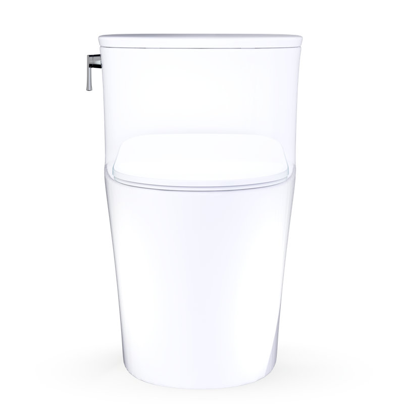 TOTO Aurora One-Piece Elongated 1.28 GPF WASHLET+ and Auto Flush Ready Universal Height Toilet with CEFIONTECT and SS234 SoftClose Seat, Cotton White - MS686234CEFG#01