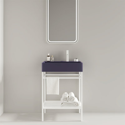 Meuble-lavabo mural 30 po avec lavabo, tiroir à fermeture en douceur et fixation flottante