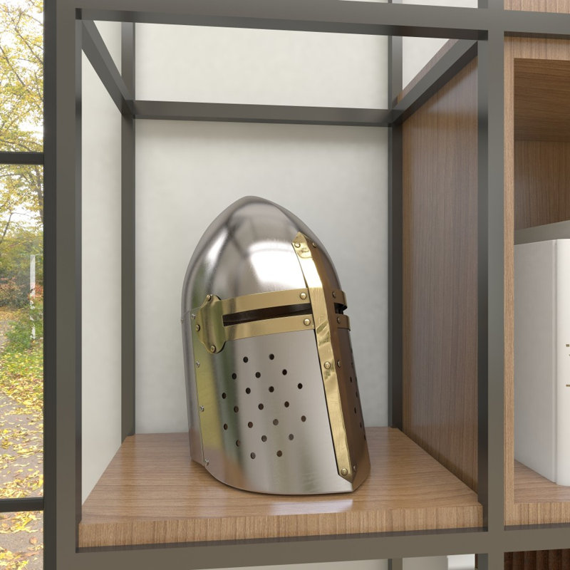 Casque chevalier croisé en métal argenté