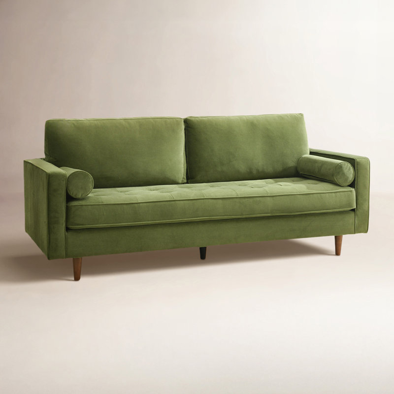Canapé rembourré 84 po Geo, Velours vert