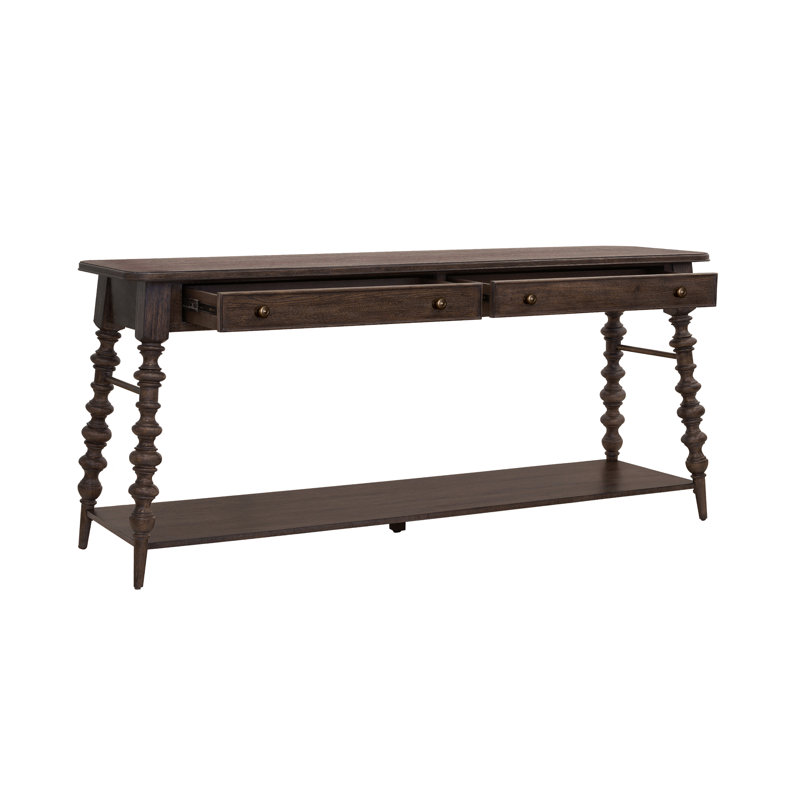 Chimney Smoke Distressed Wood Console Table with Storage
