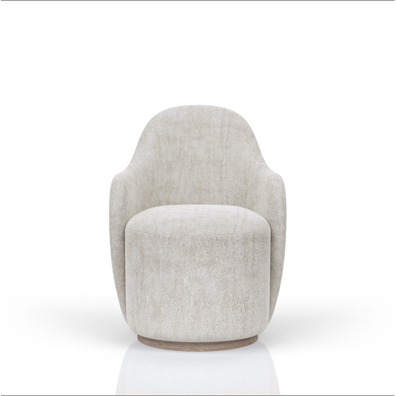 Fauteuil demi-tonneau pivotant cacao et ivoire
