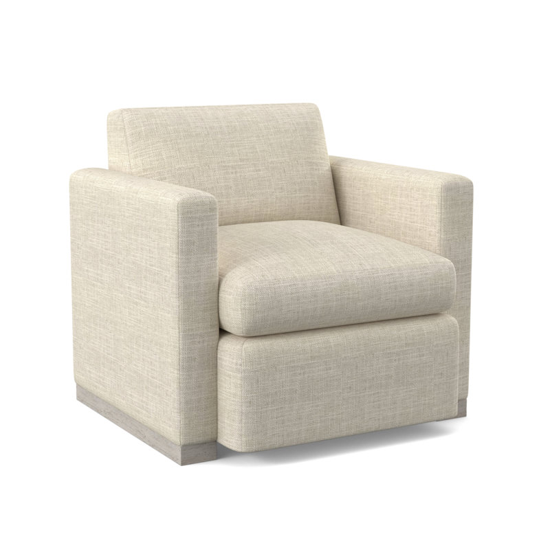 Ledger Sunbrella® Boucle Swivel Chair, Maya Cyan Polyester Blend, Bisque