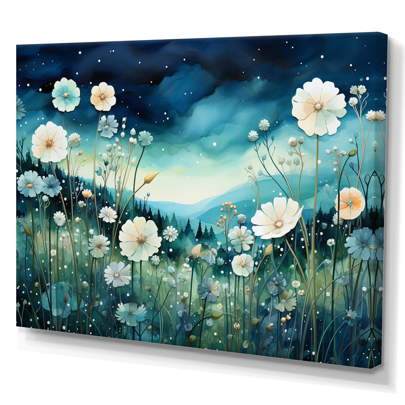 " Misty Flower Meadows IV ", 30" H x 40" W x 0.5" D, Wrapped Canvas