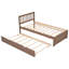 Lit simple de couleur noyer avec lit gigogne - Design moderne et fonction pratique
